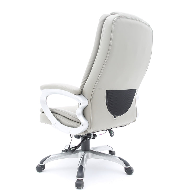 B19 Sitmod Massage Executive Office Chair, High-Back Ergonomic Desk Chair with Lumbar Pillow & Breathable Mesh, Premium PU Leather Office Chair with 360° Swivel & Height Adjustment, Modern Light Gray Office Chair for Home & Corporate Spaces