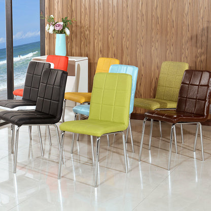 Modern Quilted Dining Chair Leather/Fabric Upholstery Stainless Steel Legs & Versatile Hues