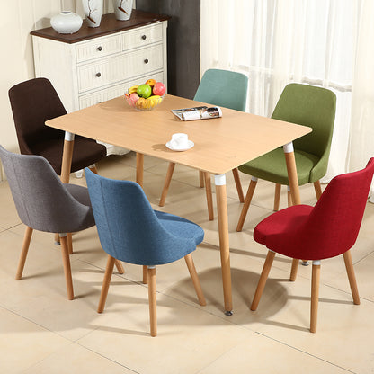 Casual Curved-Back Dining Chair Fabric Upholstery Wooden Legs & Versatile Hues