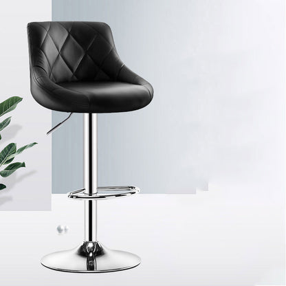 Adjustable Height Bar Stool Diamond-Quilted Leather Cushion Multi-Color Options & Chrome Disc Base Adjustable Height Bar Stool: Diamond-Quilted Leather Cushion, Multi-Color Options & Chrome Disc Base