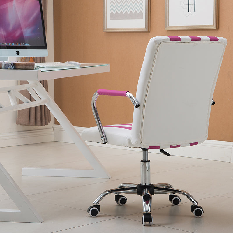 B25 Sitmod Striped Office Chair, Mid-Back Ergonomic Desk Chair with Fabric/PU Leather, 360° Swivel & Height Adjustment, Multi-Color Striped Chair for Home Office & Creative Spaces