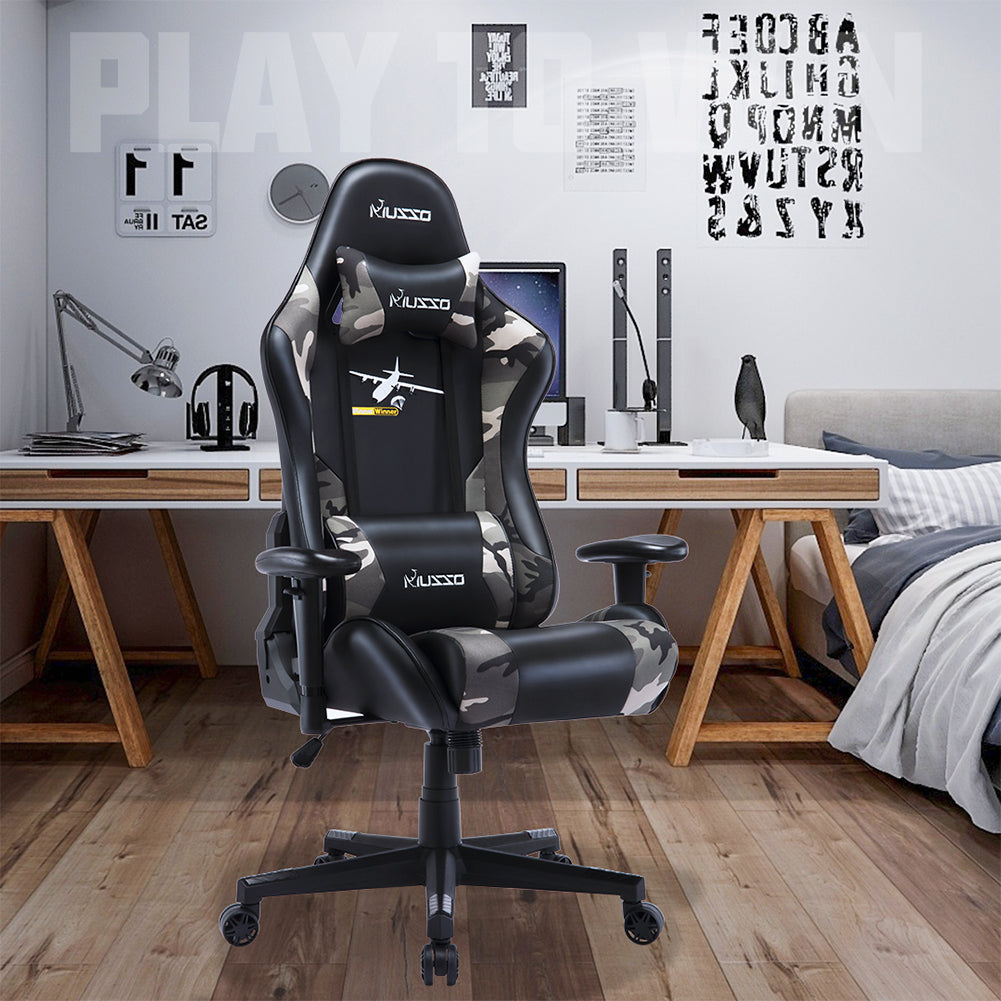 MUSSO ZERO Series Black-White Gaming Chair Headrest Adjustable Arms Sturdy Base Ergonomic Support for Extended Gaming & Office Work Sessions