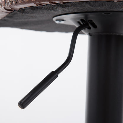 Adjustable Bar Stool Rivet-Decorated Backrest Themed Fabric/Pure Leather & Stable Disc Base