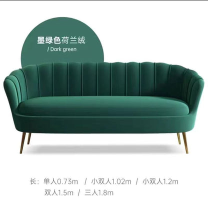 Shell Texture Velvet Sofa Dutch Velvet Fabric Gold Metal Legs Multi-Size Options