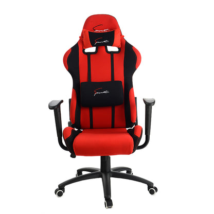Fabric Gaming Chair High-Back Racing Style with Red-Black Color Blocking & Breathable Upholstery