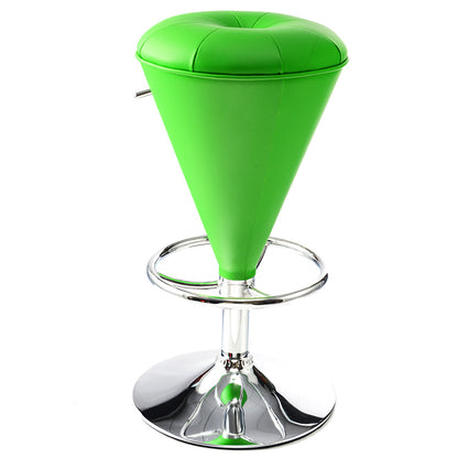 Adjustable Cone-Shaped Bar Stool Tufted Leather Upholstery Multi-Style Options & Chrome Dual-Ring Footrest