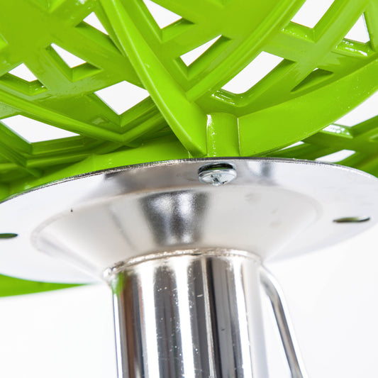 Adjustable Height Hollow-Out Plastic Bar Stool Geometric Cutout Design Bright Multi-Hue & Chrome Disc Base