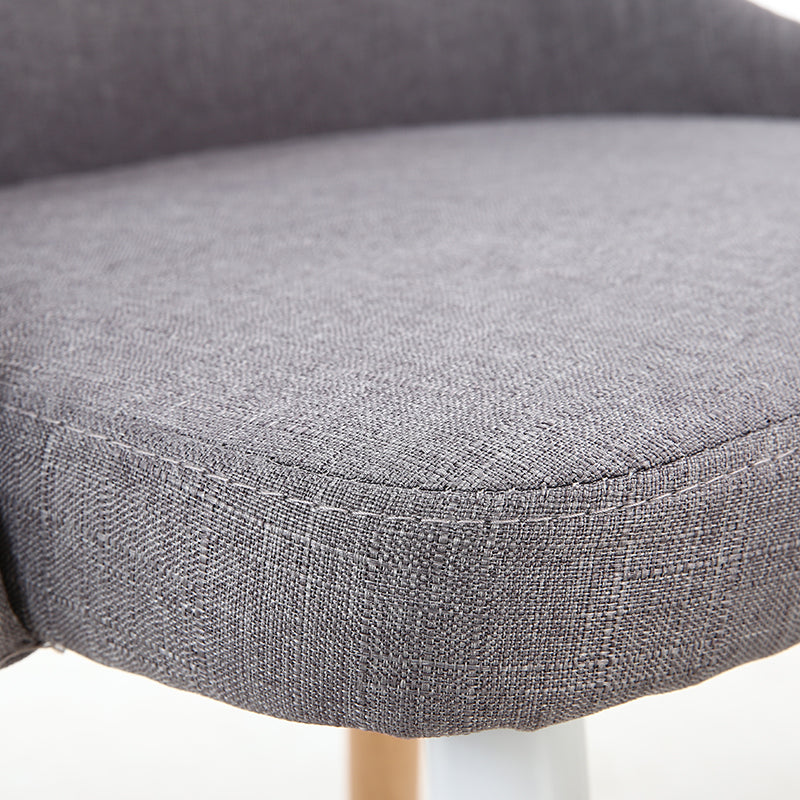 Casual Curved-Back Dining Chair Fabric Upholstery Wooden Legs & Versatile Hues