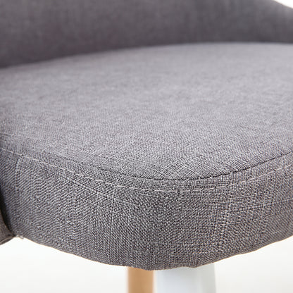 Casual Curved-Back Dining Chair Fabric Upholstery Wooden Legs & Versatile Hues