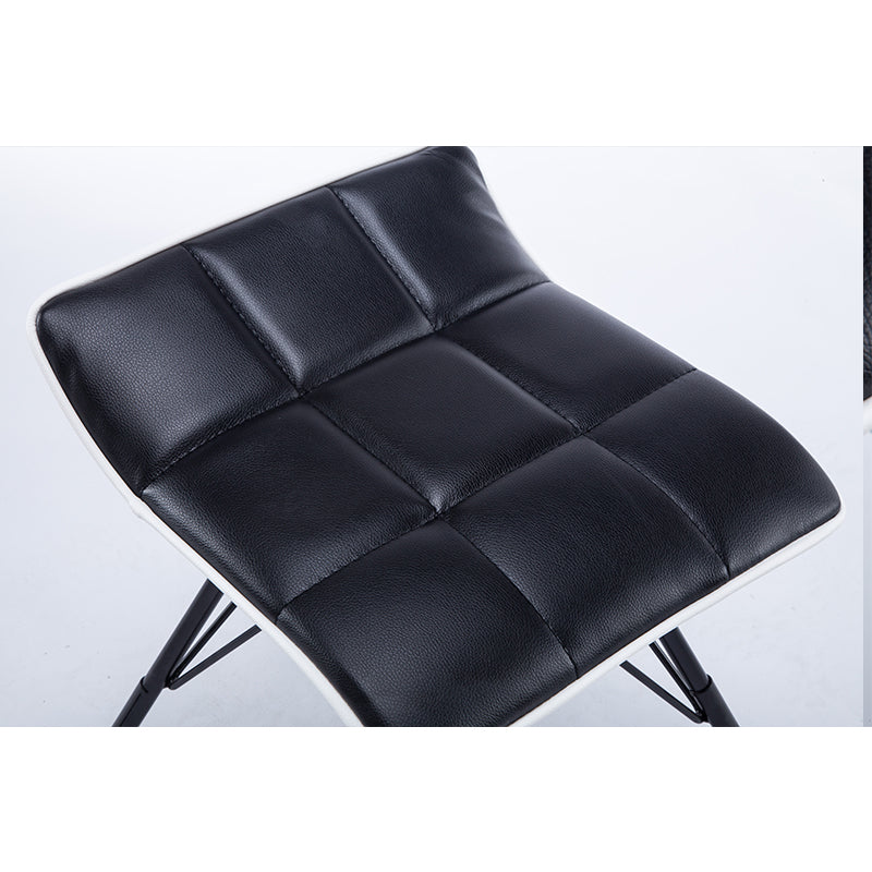 J18 Foldable Lightweight Seat: Cross Metal Legs, Tufted Leather Cushion for Small Spaces & Dining Areas