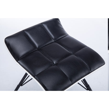 Foldable Lightweight Seat Cross Metal Legs Tufted Leather Cushion for Small Spaces & Dining Areas