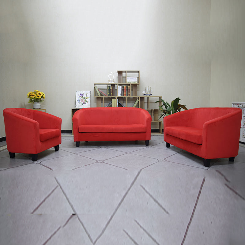 Vibrant Red Leather Tub Armchair Sleek Curved Design Sturdy Wooden Legs Single Seater for Living Rooms & Cozy Reading Nooks