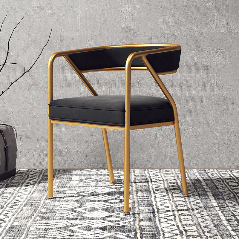 C-20-SITMOD Light Luxury Velvet Dining Chair: Gold Metal Frame, Geometric Design & Plush Upholstery