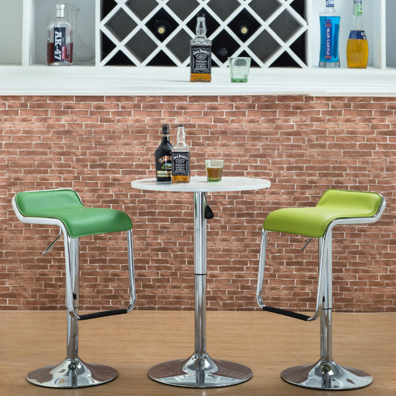 Adjustable Height Bar Stool Curved Leather Seat Chrome Frame & Disc Base With Bar Table Set Option