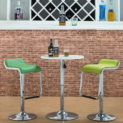 Adjustable Height Bar Stool Curved Leather Seat Chrome Frame & Disc Base With Bar Table Set Option