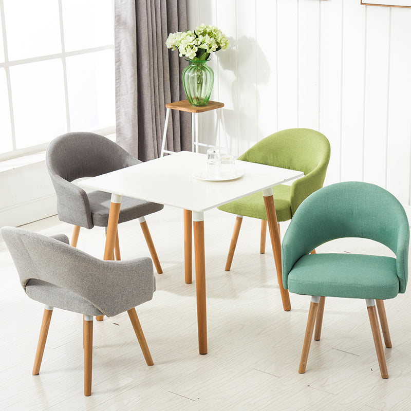 C-14-SITMOD Casual Curved-Back Dining Chair: Upholstered Fabric, Armrest Design & Wooden Legs for Cozy Spaces