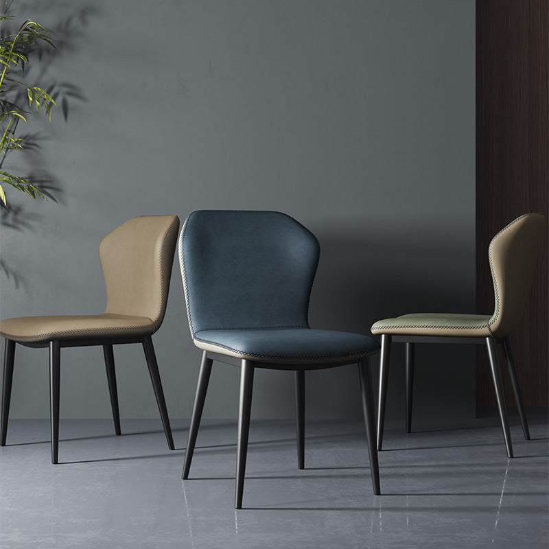 Light Luxury Contrast Dining Chair Rivet Trim Curved Back & Premium Upholstery for Modern Spaces