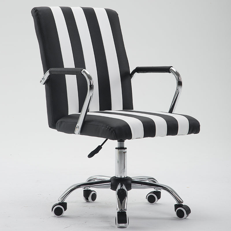 Office Chair Mid-Back Ergonomic Desk Chair with Fabric/PU Leather 360° Swivel & Height Adjustment Multi-Color Striped Chair for Home Office & Creative Spaces