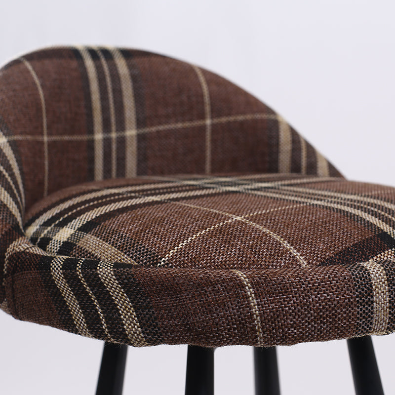 J11 Rotatable Fabric Bar Stool: Plaid/Patterned Upholstery, Metal Frame & Footrest for Eclectic Spaces