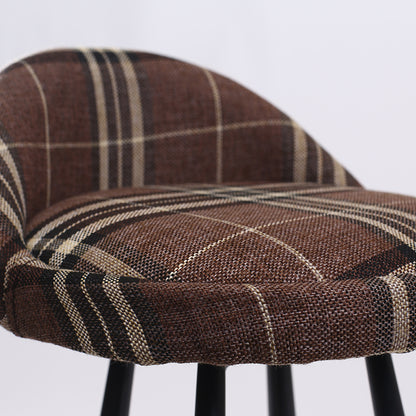 Rotatable Fabric Bar Stool Plaid/Patterned Upholstery Metal Frame & Footrest for Eclectic Spaces