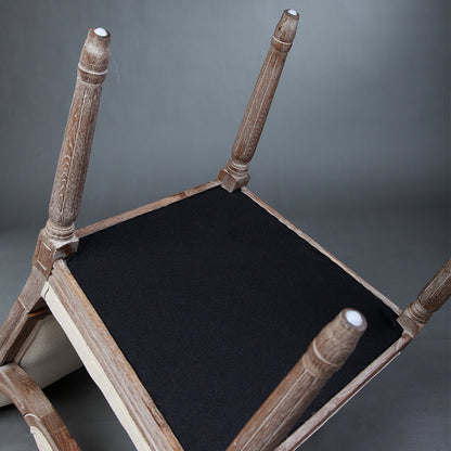 Vintage Wooden Chair with Deer Illustration Upholstered Seat for Dining/Living Room