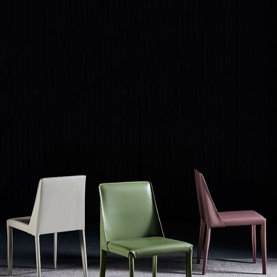 Modern Minimalist Leather Dining Chair Sleek Silhouette Multi-Hue Options & Clean-Line Design