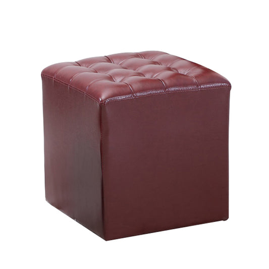 Luxury Tufted Stool: Dual-Shape Cylindrical/Square Multi-Size Options Premium Leather-Look for Living Room & Sofa Side