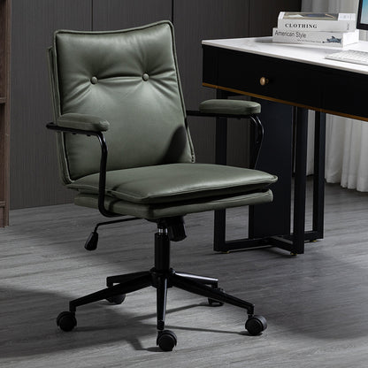 Office Chair Mid-Back Ergonomic Desk Chair with Button-Tufted PU Leather 360° Swivel & Height Adjustment Multi-Color Luxury Chair for Home Office & Vanity