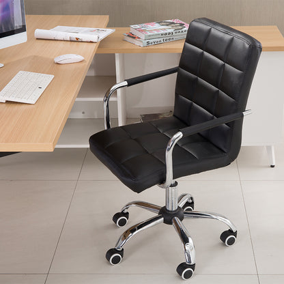 Mid-Back Office Chair Quilted Ergonomic Desk Chair with PU Leather/Fabric 360° Swivel & Height Adjustment Multi-Color Stylish Chair for Home Office & Creative Spaces