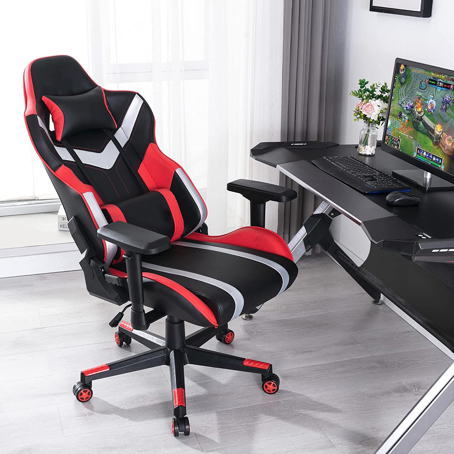 SMAX Ergonomic Gaming Chair 22.05" Widened Molded Foam Cushion with 4D Armrests & Multi-Position Recline