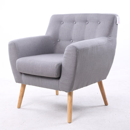Gray Button-Tufted 2-Seater Sofa Soft Fabric Wooden Legs Modern Curved Design for Stylish Living Rooms & Cozy Apartment Areas