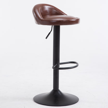 Adjustable-Height Bar Stool Themed Fabric/Pure-Color Upholstery Disc Metal Base for Stylish Spaces
