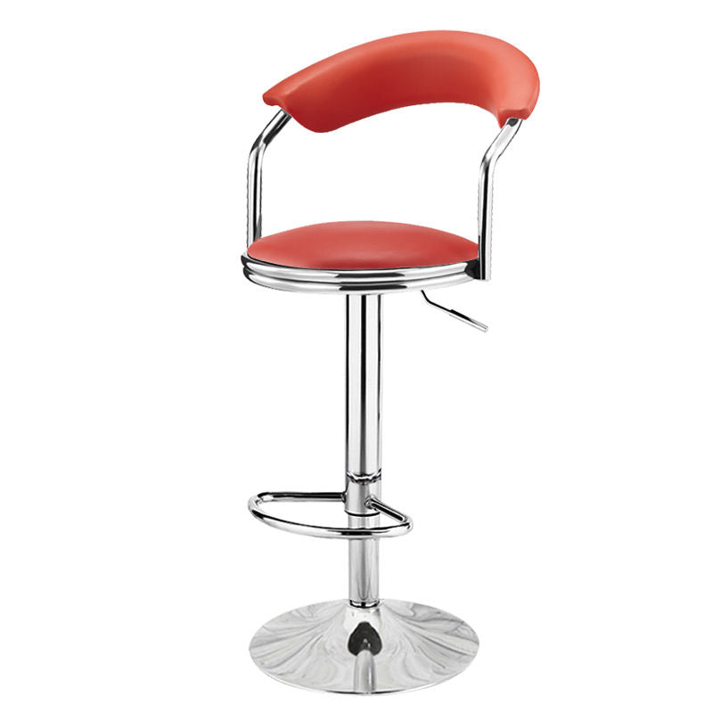 Adjustable Height Bar Stool Curved Padded Backrest Colorful Upholstery & Dual-Base Options