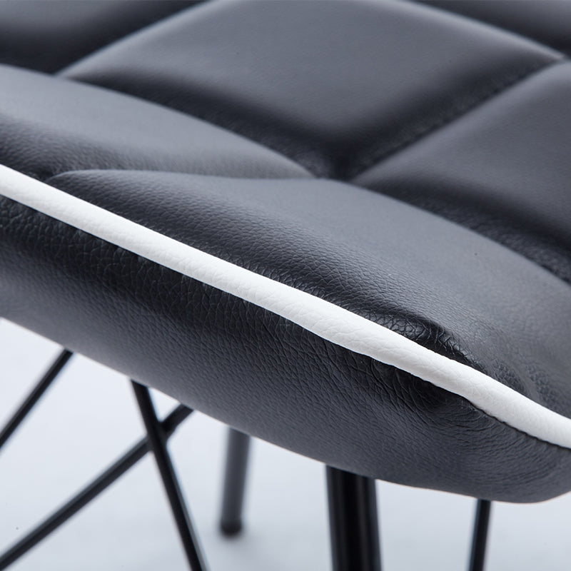 Foldable Lightweight Seat Cross Metal Legs Tufted Leather Cushion for Small Spaces & Dining Areas