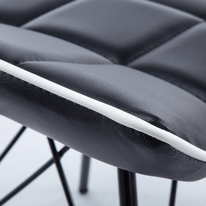 Foldable Lightweight Seat Cross Metal Legs Tufted Leather Cushion for Small Spaces & Dining Areas