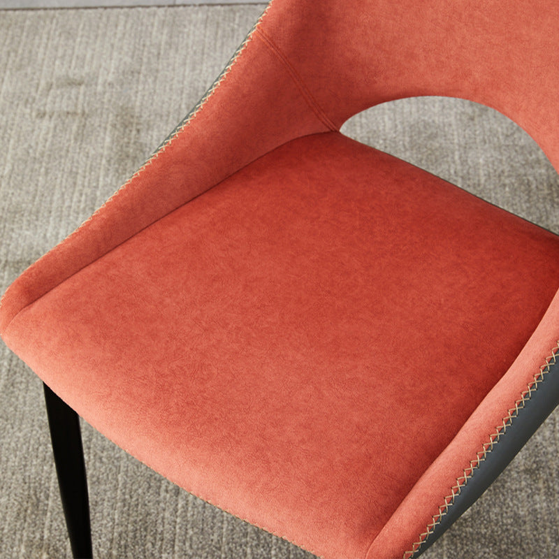 C-09-SITMOD Light Luxury Contrast Dining Chair: Velvet-Leather Mix, 108° Ergonomic Back & Stylish Stitching for Modern Spaces