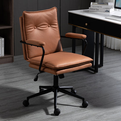 Office Chair Mid-Back Ergonomic Desk Chair with Button-Tufted PU Leather 360° Swivel & Height Adjustment Multi-Color Luxury Chair for Home Office & Vanity