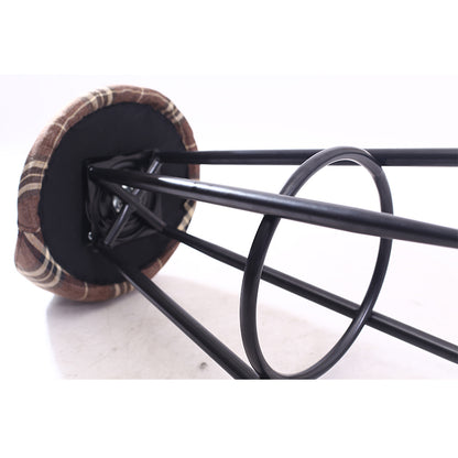 Rotatable Fabric Bar Stool Plaid/Patterned Upholstery Metal Frame & Footrest for Eclectic Spaces