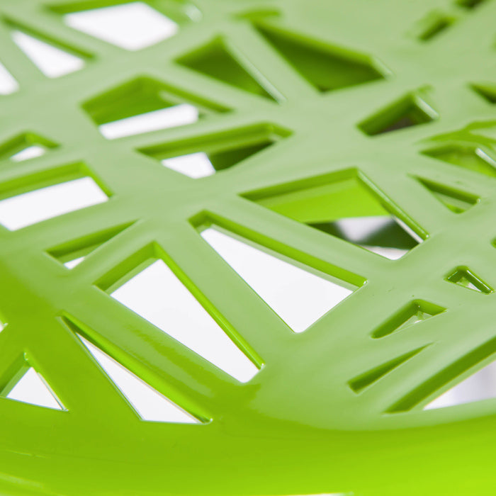 Adjustable Height Hollow-Out Plastic Bar Stool Geometric Cutout Design Bright Multi-Hue & Chrome Disc Base