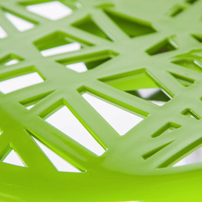 Adjustable Height Hollow-Out Plastic Bar Stool Geometric Cutout Design Bright Multi-Hue & Chrome Disc Base