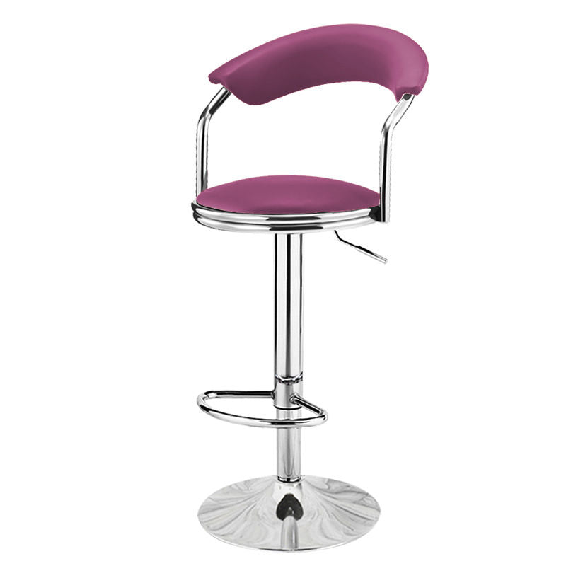 Adjustable Height Bar Stool Curved Padded Backrest Colorful Upholstery & Dual-Base Options