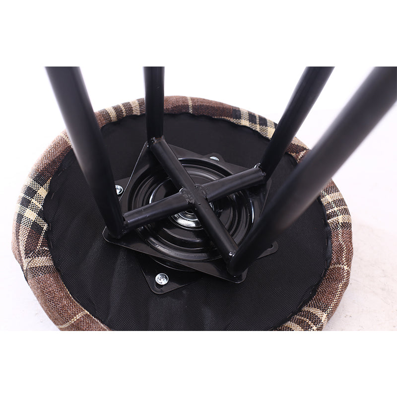 J11 Rotatable Fabric Bar Stool: Plaid/Patterned Upholstery, Metal Frame & Footrest for Eclectic Spaces