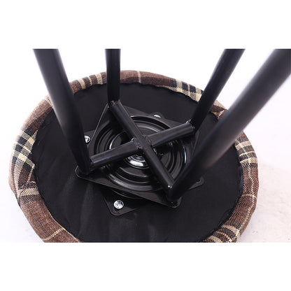 Rotatable Fabric Bar Stool Plaid/Patterned Upholstery Metal Frame & Footrest for Eclectic Spaces
