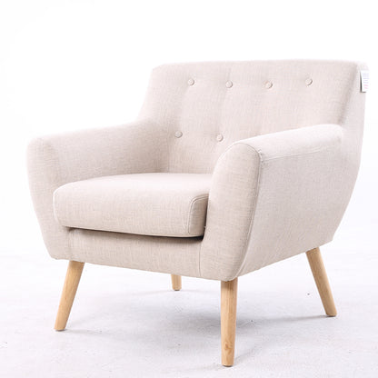 Gray Button-Tufted 2-Seater Sofa Soft Fabric Wooden Legs Modern Curved Design for Stylish Living Rooms & Cozy Apartment Areas