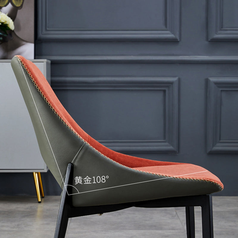 C-09-SITMOD Light Luxury Contrast Dining Chair: Velvet-Leather Mix, 108° Ergonomic Back & Stylish Stitching for Modern Spaces