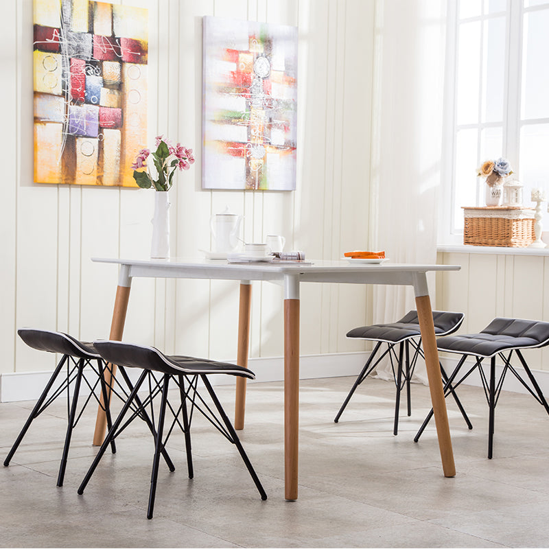 J18 Foldable Lightweight Seat: Cross Metal Legs, Tufted Leather Cushion for Small Spaces & Dining Areas