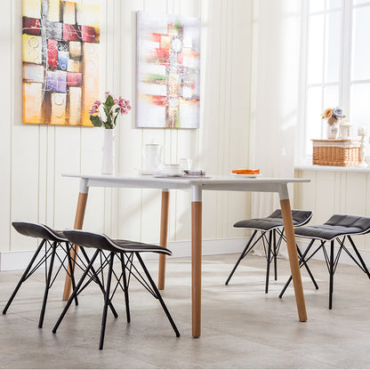 Foldable Lightweight Seat Cross Metal Legs Tufted Leather Cushion for Small Spaces & Dining Areas