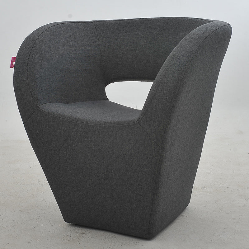 Vibrant Red Modern Hollow-Out Arm Chair Soft Contoured Fabric Seating Sleek Statement Piece for Stylish Living Rooms & Contemporary Spaces