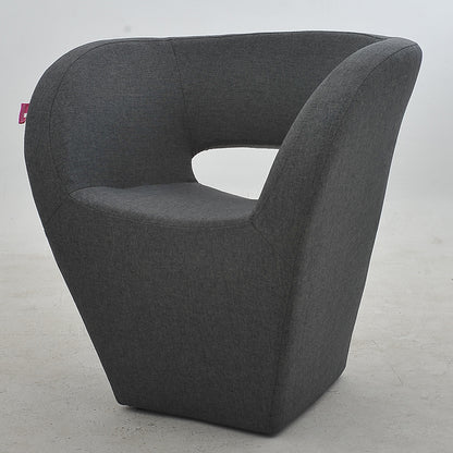 Vibrant Red Modern Hollow-Out Arm Chair Soft Contoured Fabric Seating Sleek Statement Piece for Stylish Living Rooms & Contemporary Spaces