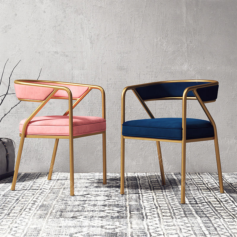 C-20-SITMOD Light Luxury Velvet Dining Chair: Gold Metal Frame, Geometric Design & Plush Upholstery